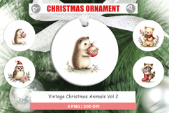 Ornament Vintage Christmas Animals Watercolor Product Image 1