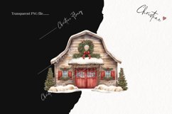 Vintage Festive Barn Clipart | Christmas Clipart Product Image 2