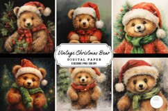 Vintage Christmas Bear Background Product Image 1