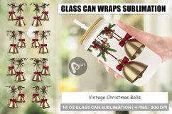 Glass Can Wraps Vintage Christmas Bells Product Image 1