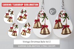 Earring teardrop sublimation design Vintage Christmas Bells Product Image 1