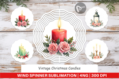 Wind Spinner Vintage Christmas Candles Watercolor Product Image 1