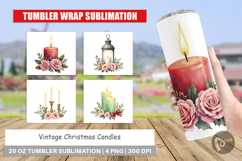 Tumbler Vintage Christmas Candles Watercolor Product Image 1