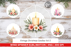 Wind Spinner Vintage Christmas Candles Watercolor Product Image 1