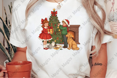Vintage Christmas Carol Girls PNG Product Image 2