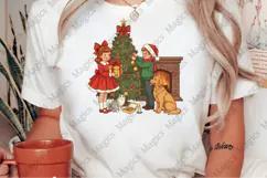 Vintage Christmas Carol Girls PNG Product Image 2