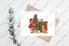 Vintage Christmas Carol Girls PNG Product Image 3