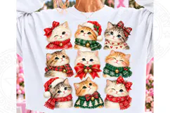 Vintage Christmas Cats Clipart PNG Product Image 2
