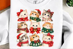 Vintage Christmas Cats Clipart PNG Product Image 3