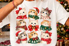 Vintage Christmas Cats Clipart PNG Product Image 4