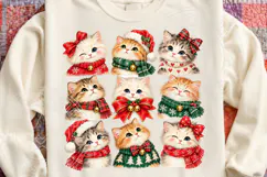 Vintage Christmas Cats Clipart PNG Product Image 5