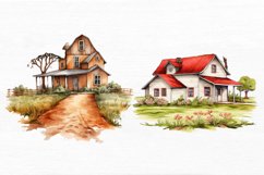 Farmhouse Watercolor Sublimation Clipart Product Image 7
