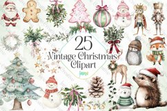 Vintage Christmas Clipart Sublimation Product Image 1