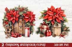 Watercolor Vintage Christmas Clipar, Vintage Christmas Clipa Product Image 1