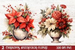 Watercolor Vintage Christmas Clipar, Vintage Christmas Clipa Product Image 1