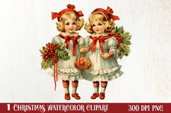 Vintage Christmas Sublimation Clipart, Vintage Christmas PNG Product Image 1