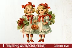 Vintage Christmas Sublimation Clipart, Vintage Christmas PNG Product Image 1