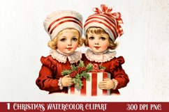 Vintage Christmas Sublimation Clipart, Vintage Christmas PNG Product Image 1