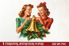 Vintage Christmas Sublimation Clipart, Vintage Christmas PNG Product Image 1