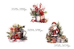 Watercolor Vintage Christmas Clipart Product Image 2