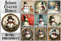 Vintage Christmas Sublimation, retro square Coaster Design Product Image 1