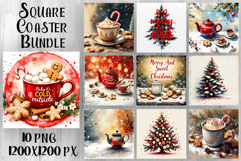 Vintage Christmas Sublimation, retro square Coaster Design Product Image 1