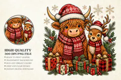 Vintage Christmas Cow Winter PNG, Reindeer Cute Retro Design Product Image 1