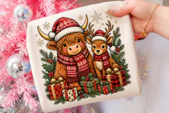 Vintage Christmas Cow Winter PNG, Reindeer Cute Retro Design Product Image 2