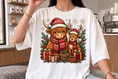 Vintage Christmas Cow Winter PNG, Reindeer Cute Retro Design Product Image 3