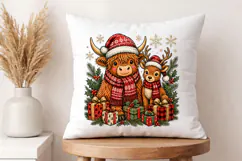 Vintage Christmas Cow Winter PNG, Reindeer Cute Retro Design Product Image 4