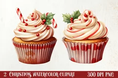 Watercolor Christmas Cakes Clipart, Christmas Clipart Product Image 1
