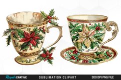 Vintage Christmas Cups Illustration PNG Clipart Product Image 1