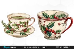 Vintage Christmas Cups Sublimation PNG Clipart Product Image 1