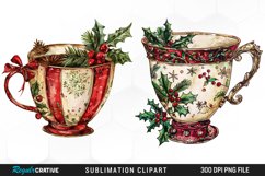 Vintage Christmas Cups Sublimation PNG Clipart Product Image 1