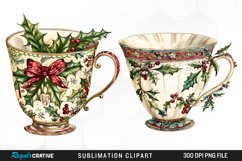 Vintage Christmas Cups Illustration PNG Clipart Product Image 1