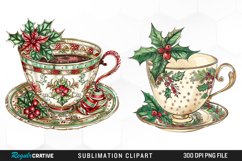 Vintage Christmas Cups Sublimation PNG Clipart Product Image 1
