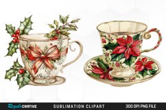 Vintage Christmas Cups Sublimation PNG Clipart Product Image 1