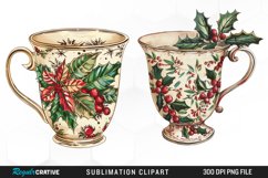 Vintage Christmas Cups Sublimation PNG Clipart Product Image 1