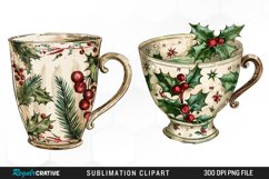 Vintage Christmas Cups Sublimation PNG Clipart Product Image 1