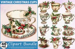 Vintage Christmas Cup Clipart Bundle Product Image 1