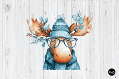 Vintage Christmas Cute Moose PNG, Moose PNG Product Image 1