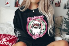 Retro Christmas vibes sublimation design, pink Christmas png Product Image 3