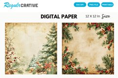 Vintage Christmas Digital Paper, Christmas Background Product Image 1