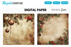 Vintage Christmas Digital Paper, Christmas Background Product Image 1