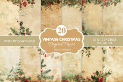 Vintage Christmas Digital Paper Bundle, Christmas Background Product Image 1