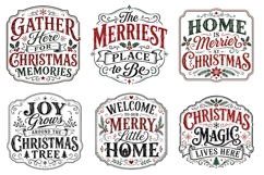 Vintage Christmas Farmhouse Sign Bundle PNG Product Image 2