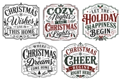 Vintage Christmas Farmhouse Sign Bundle PNG Product Image 3