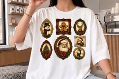 Vintage Christmas Framed Portrait Santa PNG, Retro Product Image 2