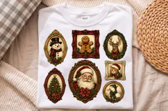 Vintage Christmas Framed Portrait Santa PNG, Retro Product Image 3