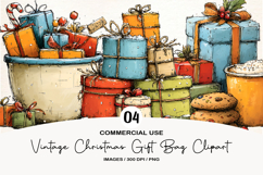 Vintage Christmas Gift Bag Clipart Product Image 1